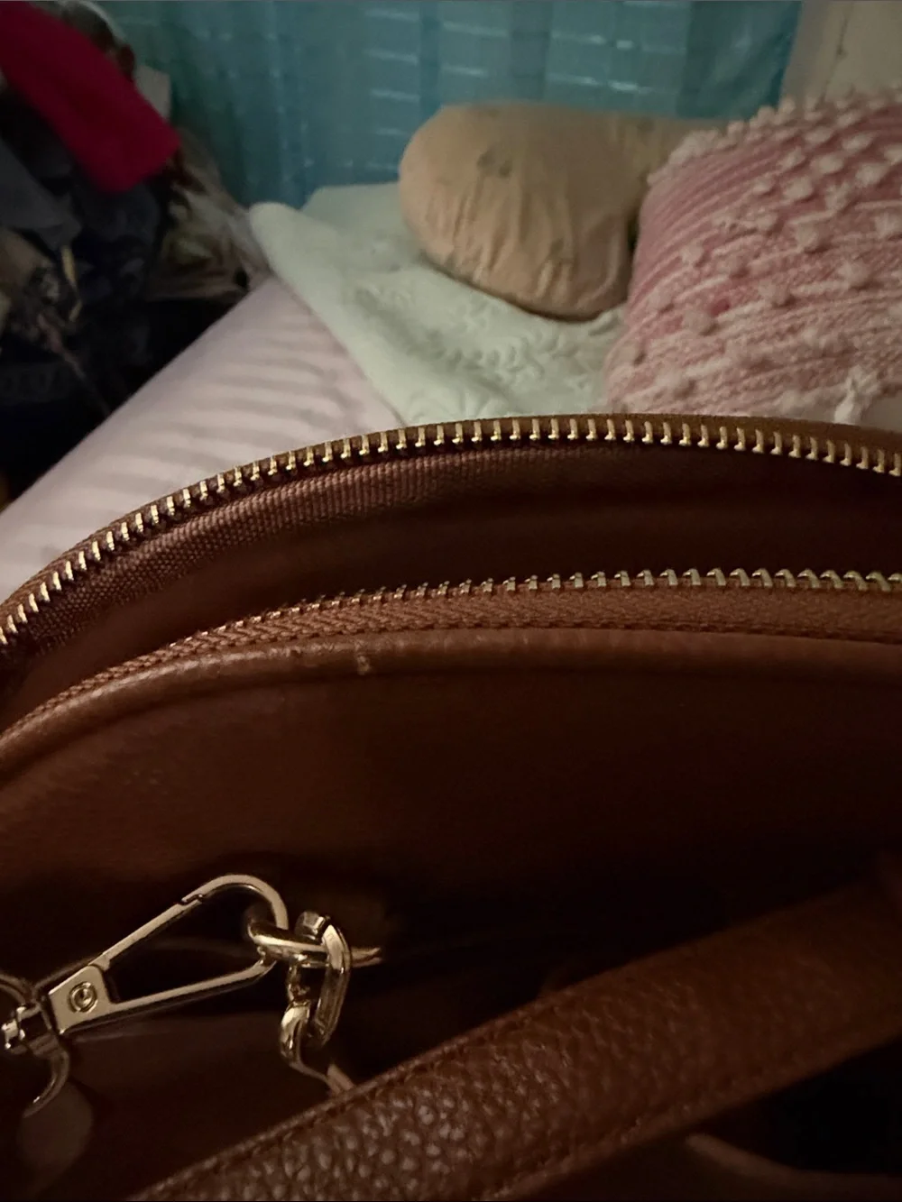 Women's Brown Bow Accent Dome Satchel Handbag